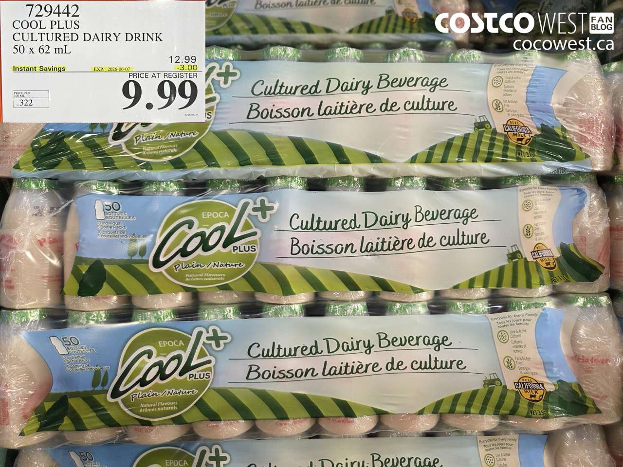 729442 COOL PLUS CULTURED DAIRY DRINK 50 X 62 ML ($3.00 INSTANT SAVINGS EXPIRES ON 2026-06-07) $9.99