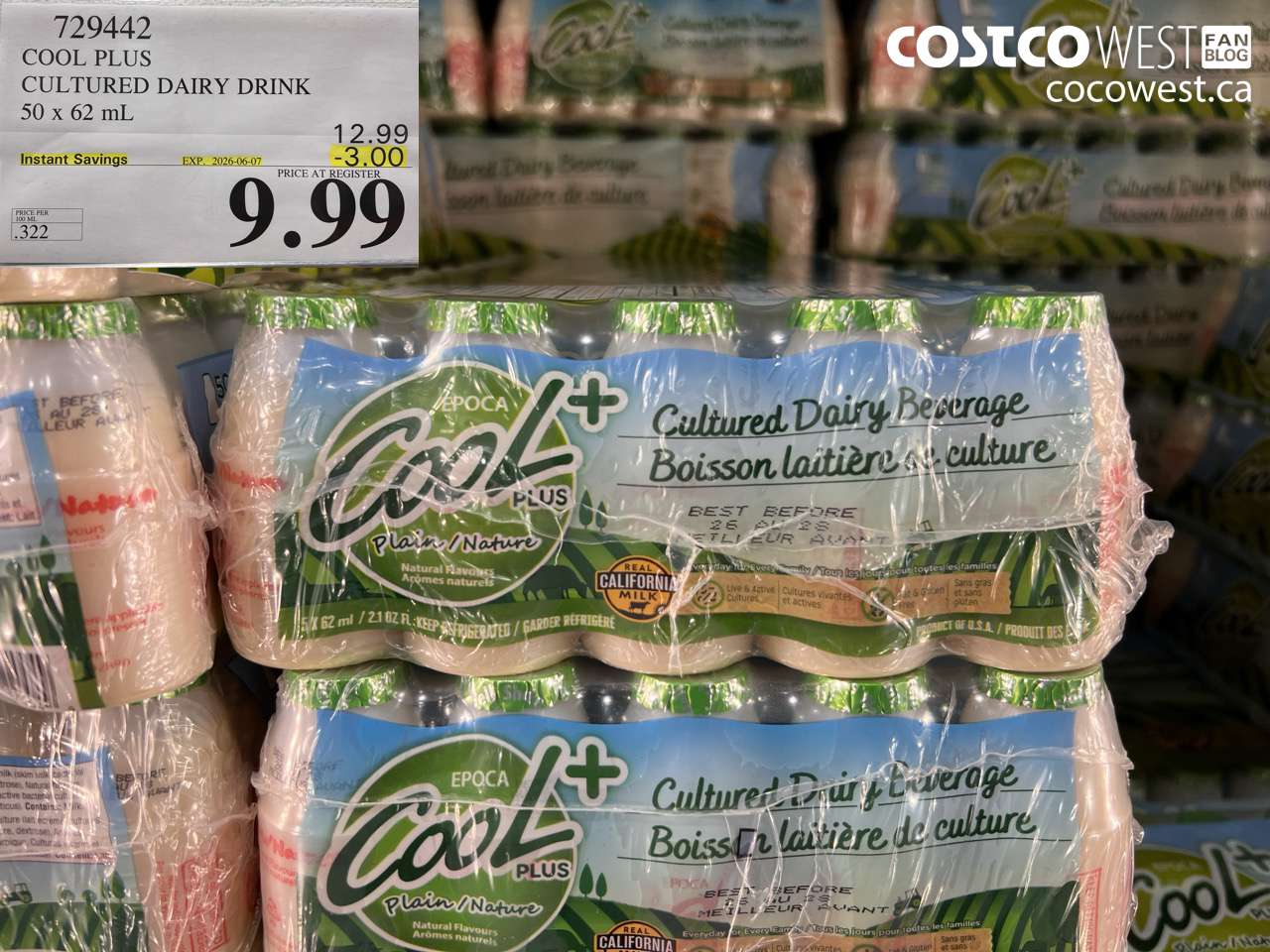 729442 COOL PLUS CULTURED DAIRY DRINK 50 X 62 ML ($3.00 INSTANT SAVINGS EXPIRES ON 2026-06-07) $9.99