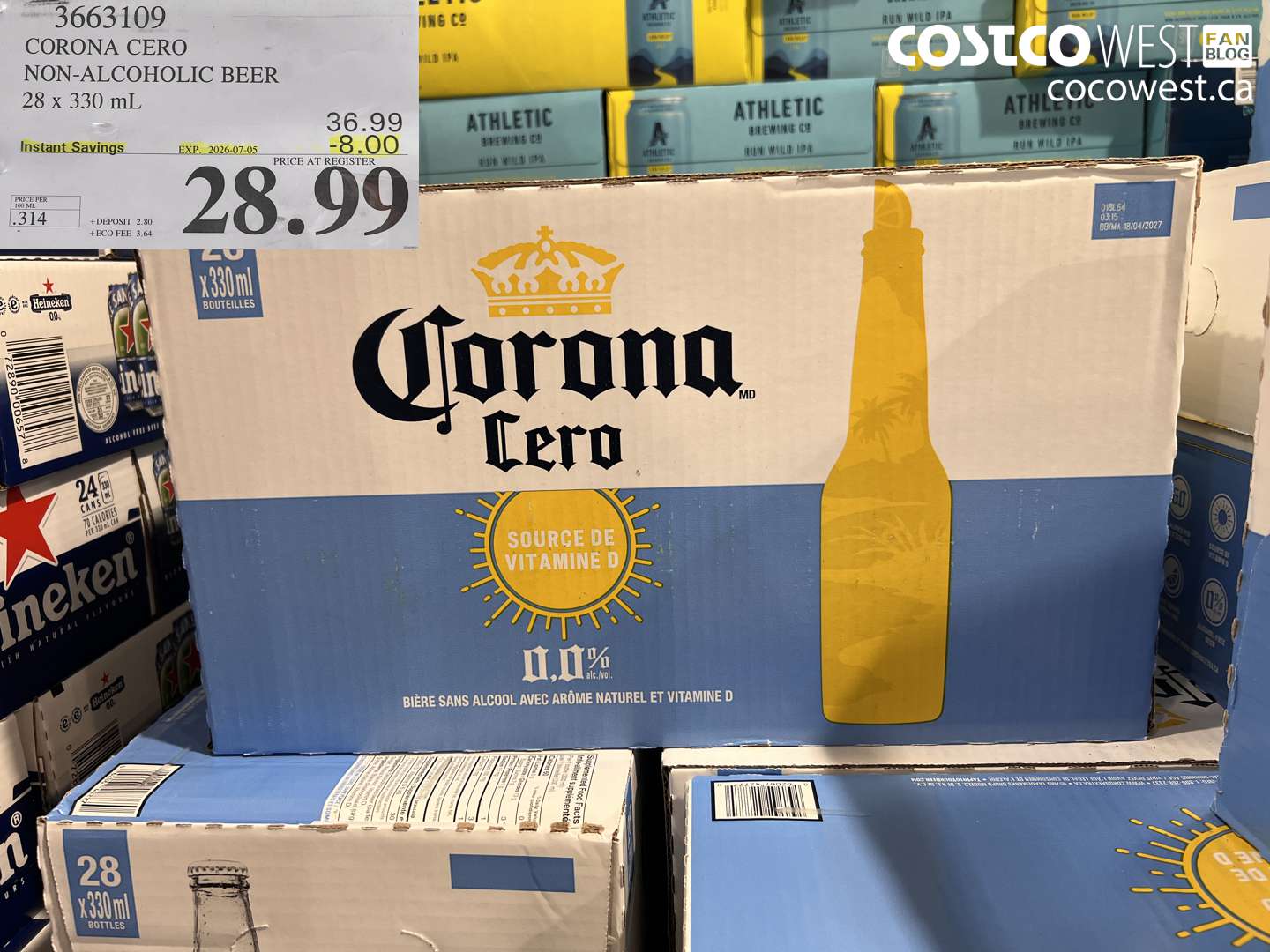 3663109 CORONA CERO NON-ALCOHOLIC BEER 28 X 330 ML ($8.00 INSTANT SAVINGS EXPIRES ON 2026-07-05) $28.99