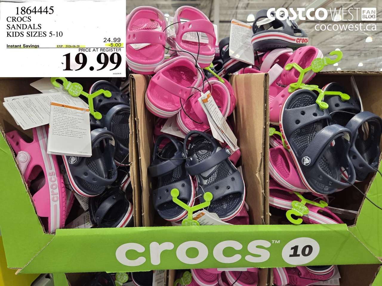 1864445 CROCS SANDALS KIDS SIZES 5-10 ($5.00 INSTANT SAVINGS EXPIRES ON 2026-06-28) $19.99