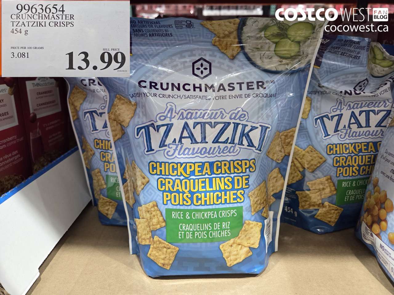 9963654 CRUNCHMASTER TZATZIKI CRISPS 454 G $13.99