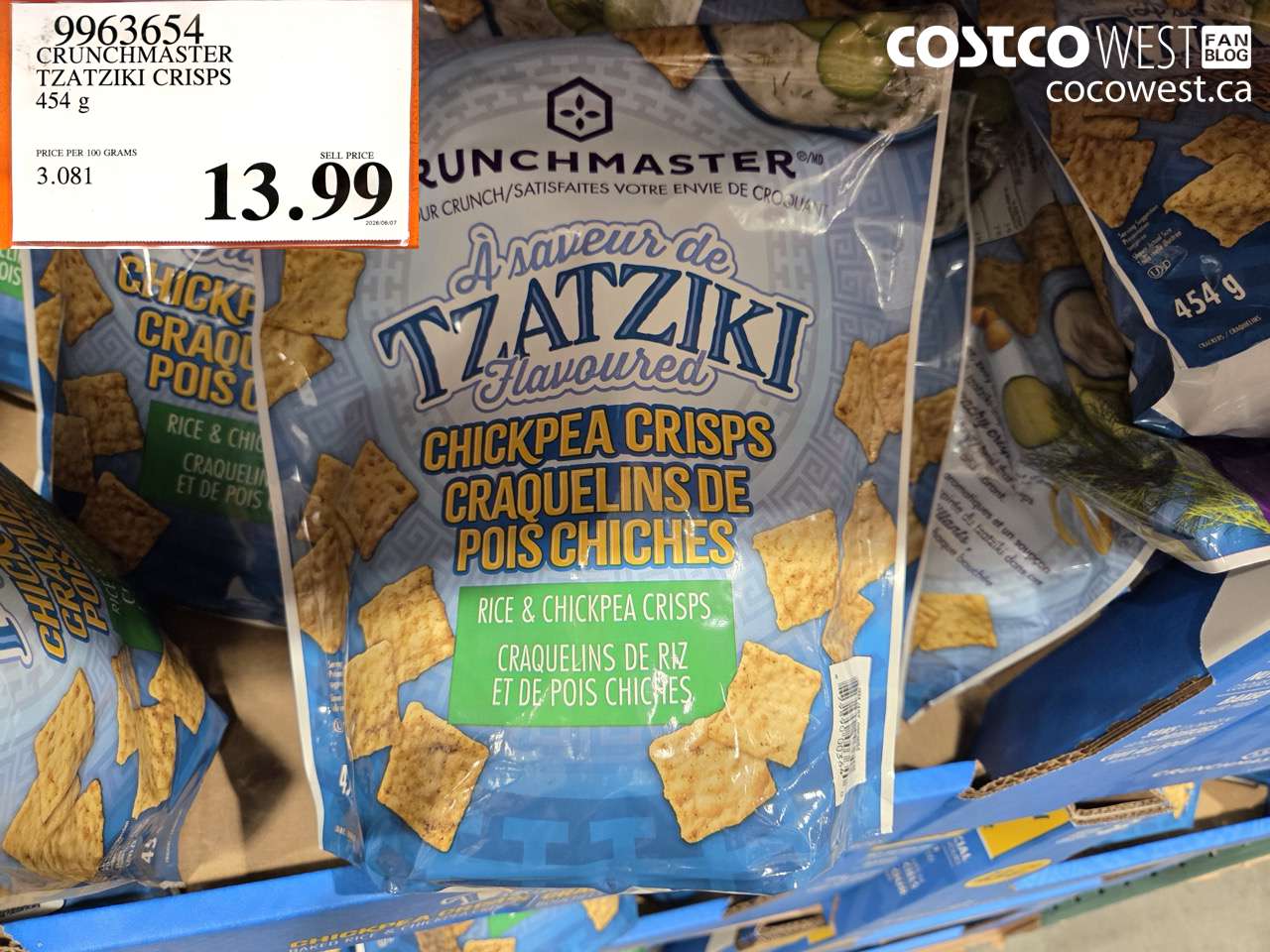 9963654 CRUNCHMASTER TZATZIKI CRISPS 454 G $13.99