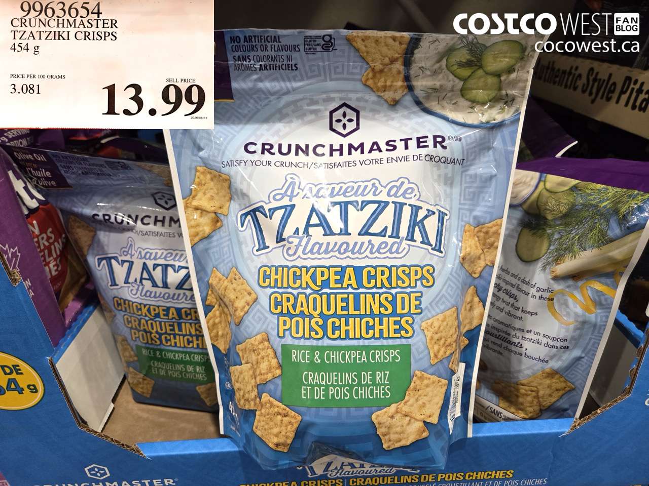 9963654 CRUNCHMASTER TZATZIKI CRISPS 454 G $13.99