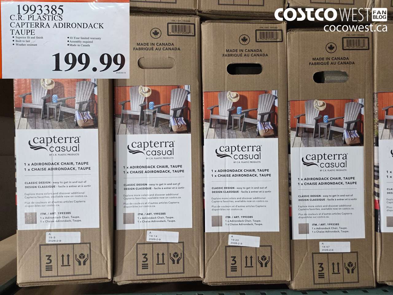 1993385 C.R. PLASTICS CAPTERRA ADIRONDACK TAUPE $199.99