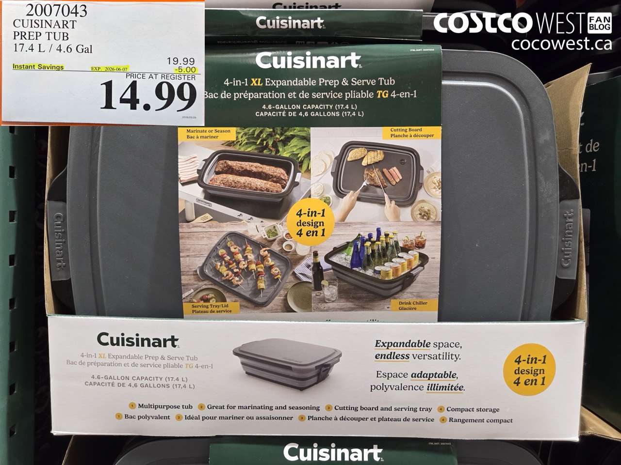 2007043 CUISINART PREP TUB 17.4 L / 4.6 GAL ($5.00 INSTANT SAVINGS EXPIRES ON 2026-06-07) $14.99