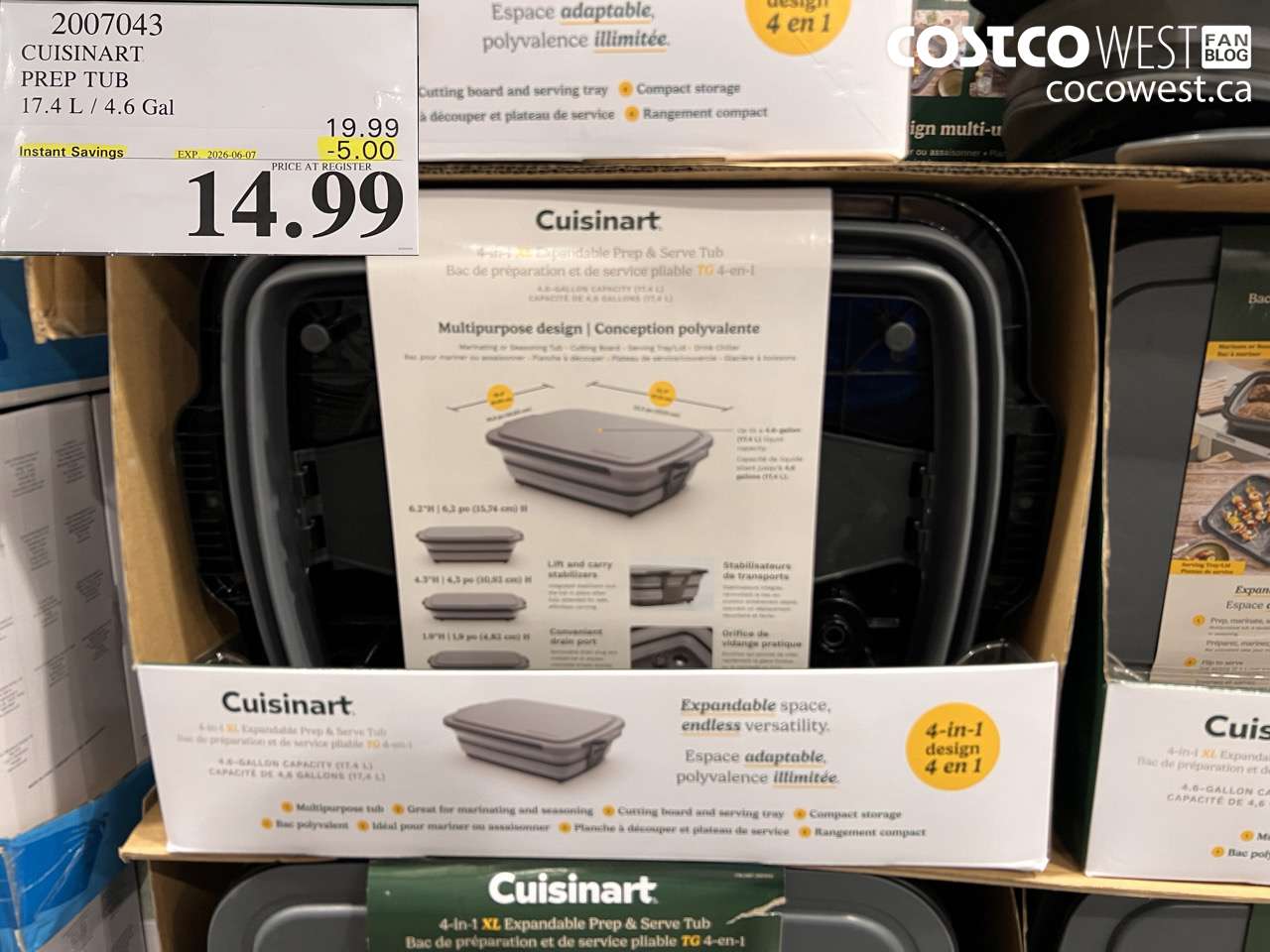 2007043 CUISINART PREP TUB 17.4 L / 4.6 GAL ($5.00 INSTANT SAVINGS EXPIRES ON 2026-06-07) $14.99