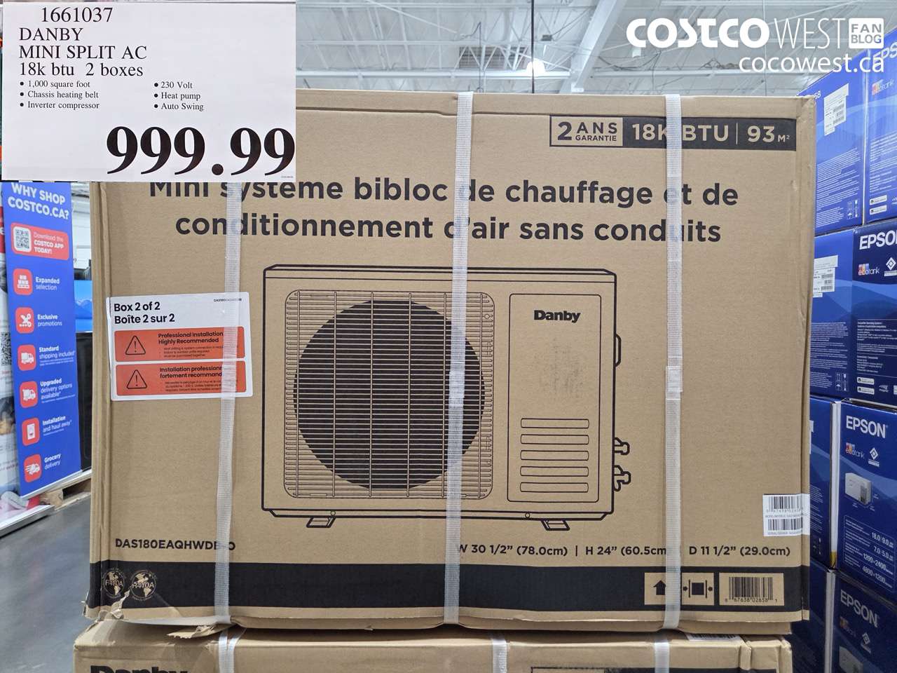 1661037 DANBY MINI SPLIT AC 18K BTU 2 BOXES $999.99