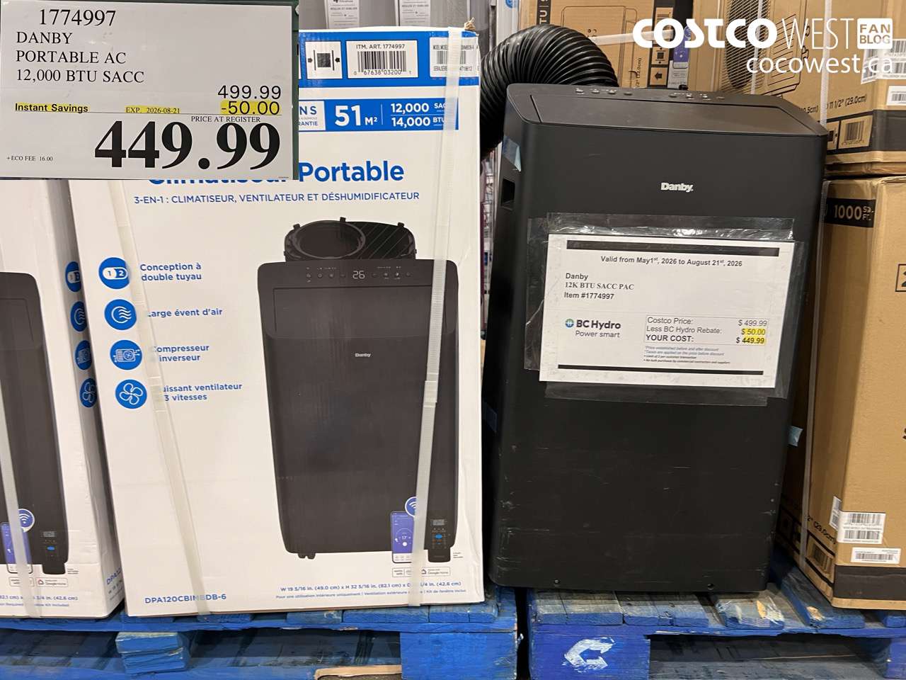 1774997 DANBY PORTABLE AC 12,000 BTU SACC ($50.00 INSTANT SAVINGS EXPIRES ON 2026-08-21) $449.99