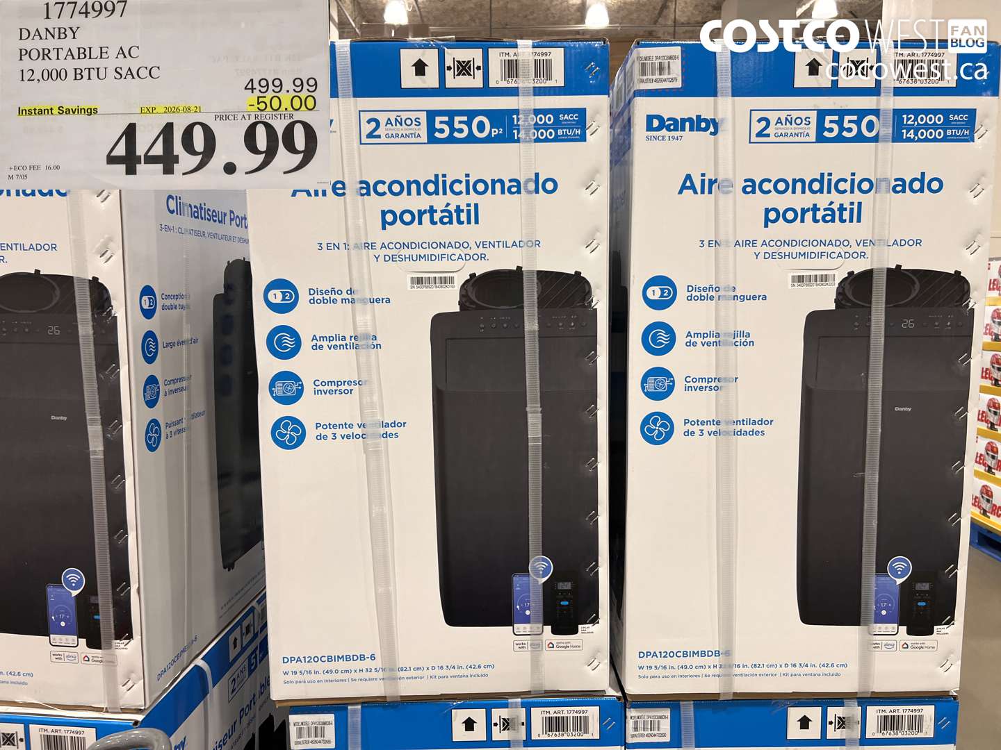 1774997 DANBY PORTABLE AC 12,000 BTU SACC ($50.00 INSTANT SAVINGS EXPIRES ON 2026-08-21) $449.99