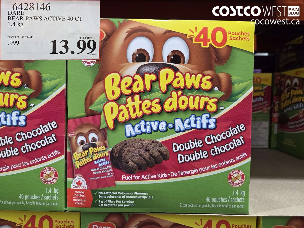6428146 DARE BEAR PAWS ACTIVE 40 CT 1.4 KG $13.99