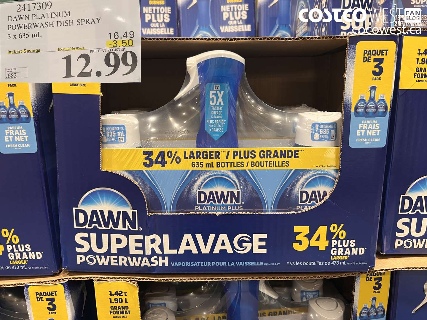 2417309 DAWN PLATINUM POWERWASH DISH SPRAY 3 X 635 ML ($3.50 INSTANT SAVINGS EXPIRES ON 2026-06-21) $12.99
