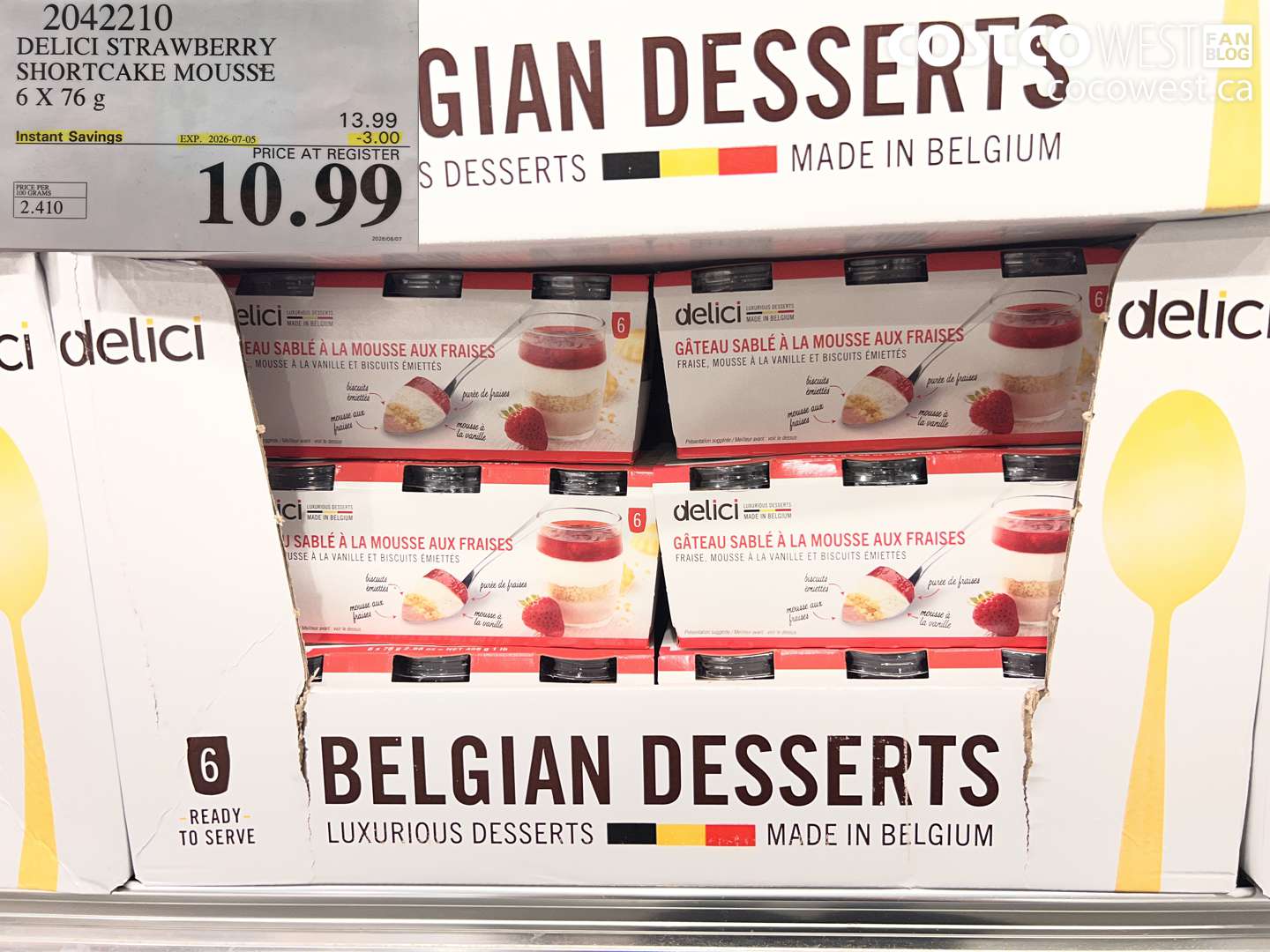 2042210 DELICI STRAWBERRY SHORTCAKE MOUSSE 6 X 76 G ($3.00 INSTANT SAVINGS EXPIRES ON 2026-07-05) $10.99