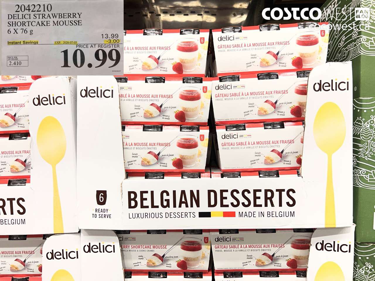 2042210 DELICI STRAWBERRY SHORTCAKE MOUSSE 6 X 76 G ($3.00 INSTANT SAVINGS EXPIRES ON 2026-07-05) $10.99