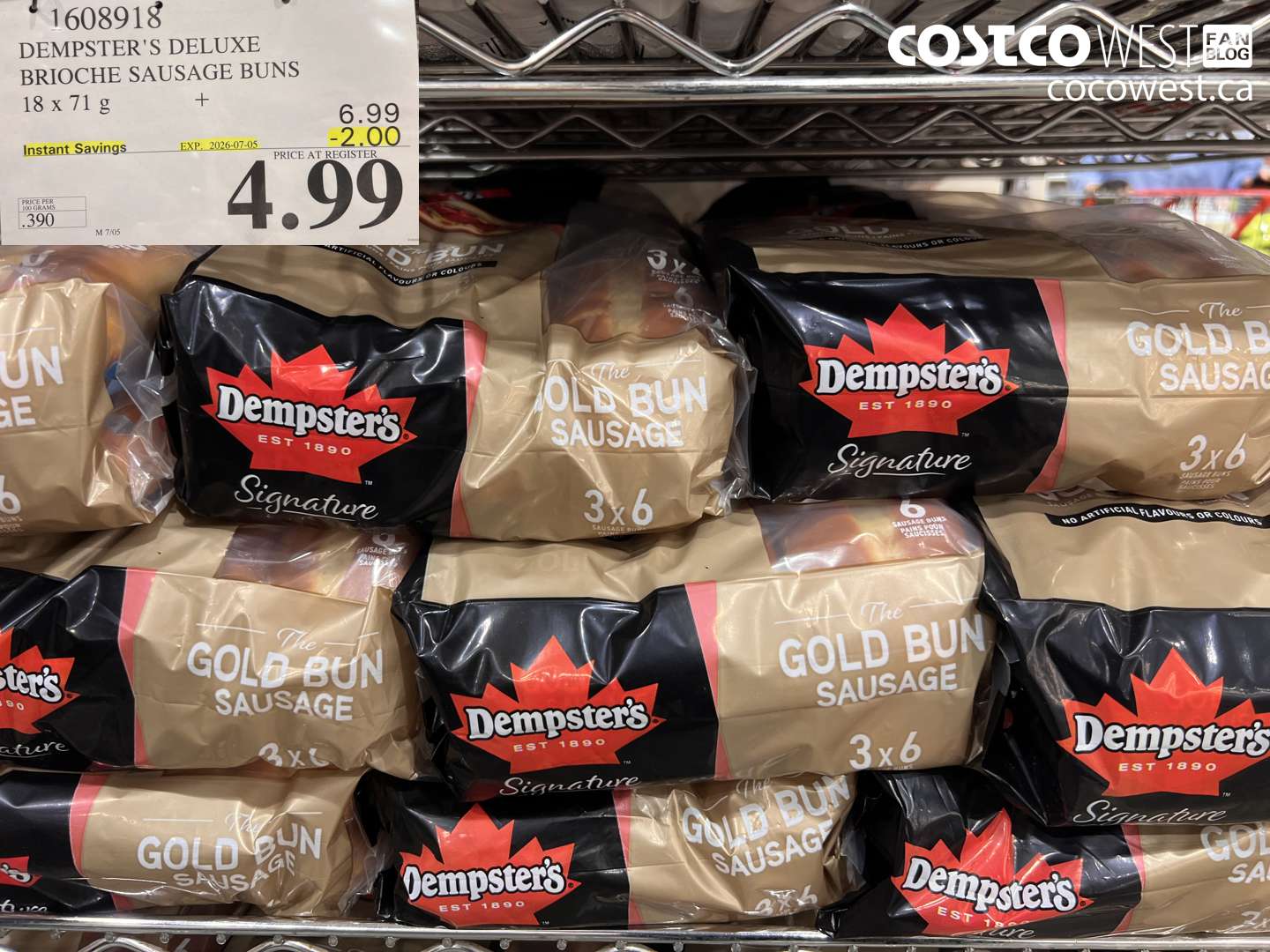 1608918 DEMPSTER'S DELUXE BRIOCHE SAUSAGE BUNS 18 X 71 G ($2.00 INSTANT SAVINGS EXPIRES ON 2026-07-05) $4.99