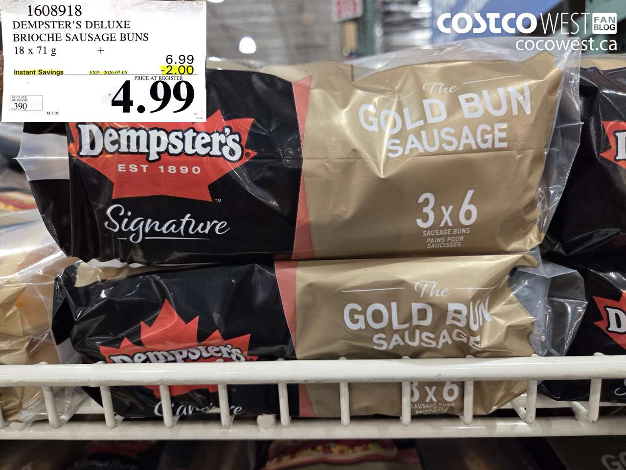 1608918 DEMPSTER'S DELUXE BRIOCHE SAUSAGE BUNS 18 X 71 G ($2.00 INSTANT SAVINGS EXPIRES ON 2026-07-05) $4.99