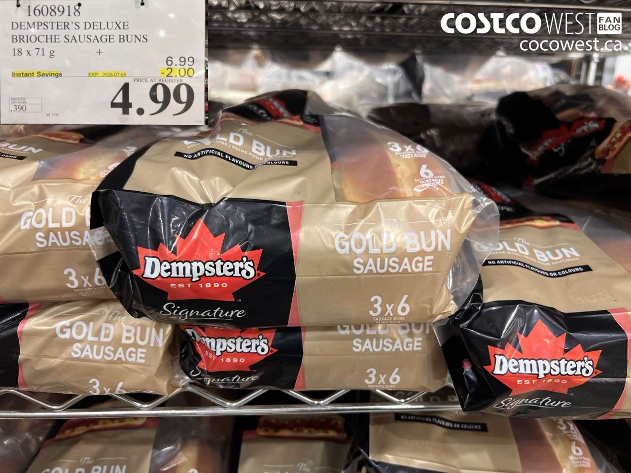 1608918 DEMPSTER'S DELUXE BRIOCHE SAUSAGE BUNS 18 X 71 G ($2.00 INSTANT SAVINGS EXPIRES ON 2026-07-05) $4.99