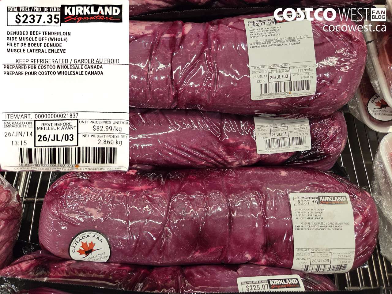21837 DENUDED BEEF TENDERLOIN SIDE MUSCLE OFF (WHOLE) $82.99
