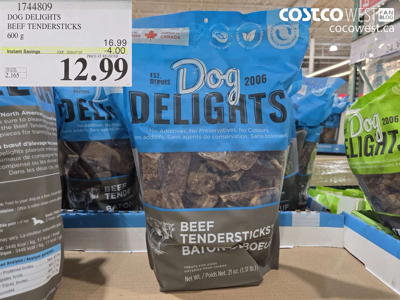 1744809 DOG DELIGHTS BEEF TENDERSTICKS 600 G ($4.00 INSTANT SAVINGS EXPIRES ON 2026-07-05) $12.99