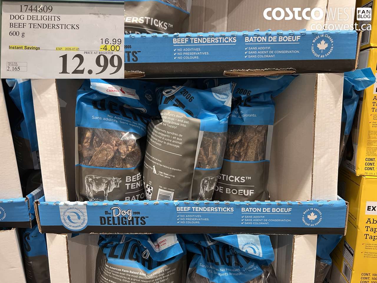 1744809 DOG DELIGHTS BEEF TENDERSTICKS 600 G ($4.00 INSTANT SAVINGS EXPIRES ON 2026-07-05) $12.99