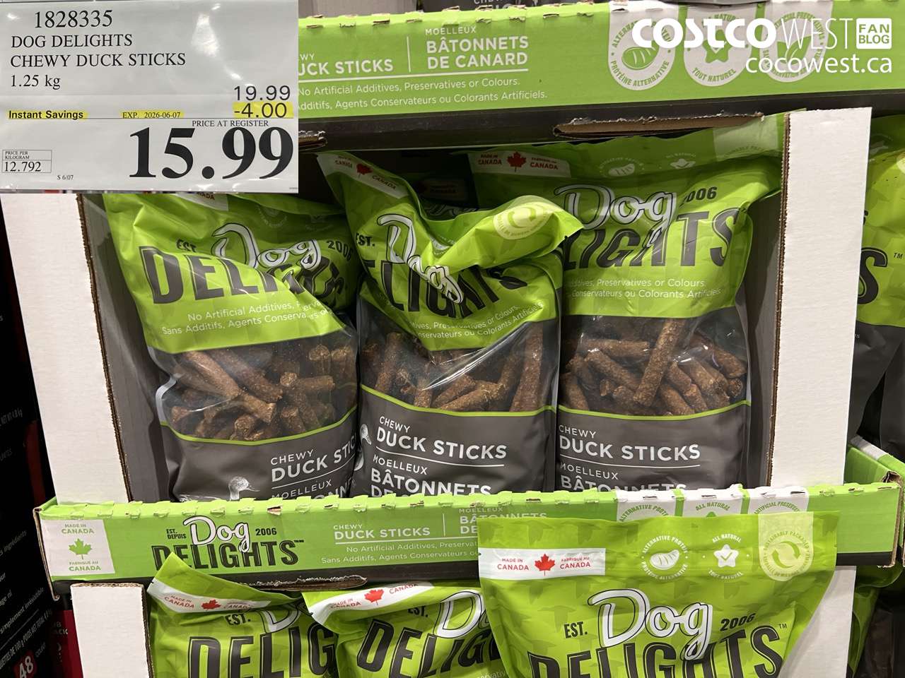 1828335 DOG DELIGHTS CHEWY DUCK STICKS 1.25 KG ($4.00 INSTANT SAVINGS EXPIRES ON 2026-06-07) $15.99