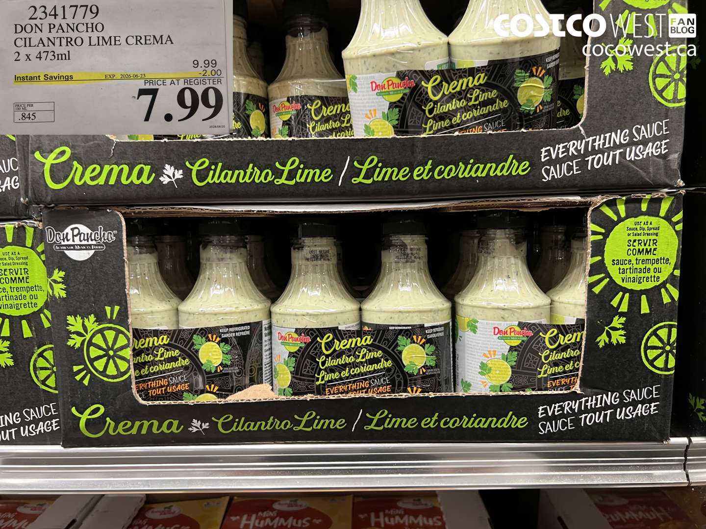 2341779 DON PANCHO CILANTRO LIME CREMA 2 X 473ML ($2.00 INSTANT SAVINGS EXPIRES ON 2026-06-23) $7.99