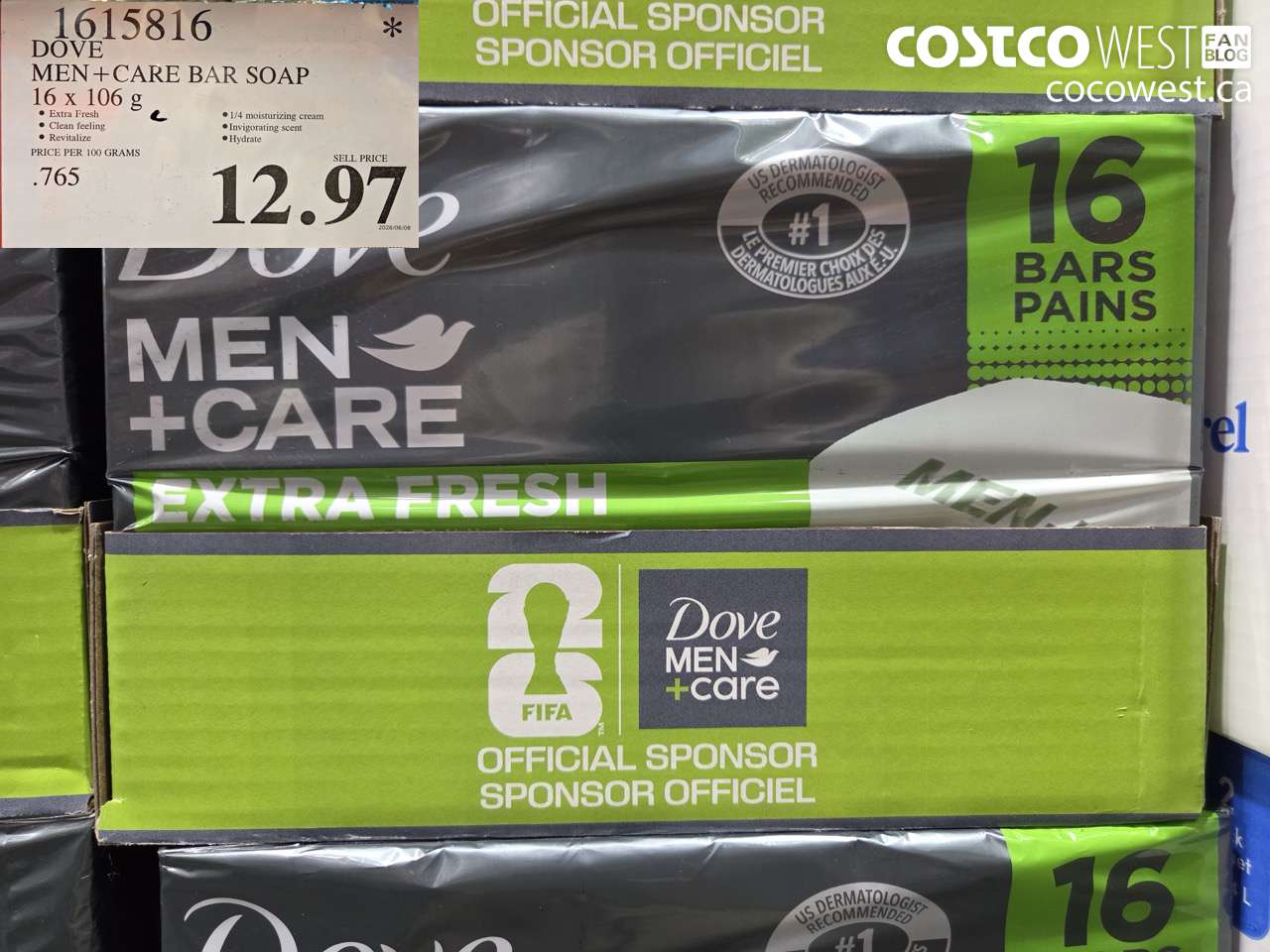 1615816 DOVE MEN+CARE BAR SOAP 16 X 106 G $12.97