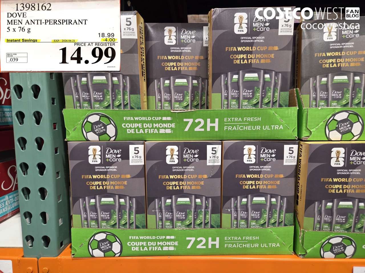1398162 DOVE MEN ANTI-PERSPIRANT 5 X 76 G ($4.00 INSTANT SAVINGS EXPIRES ON 2026-06-21) $14.99
