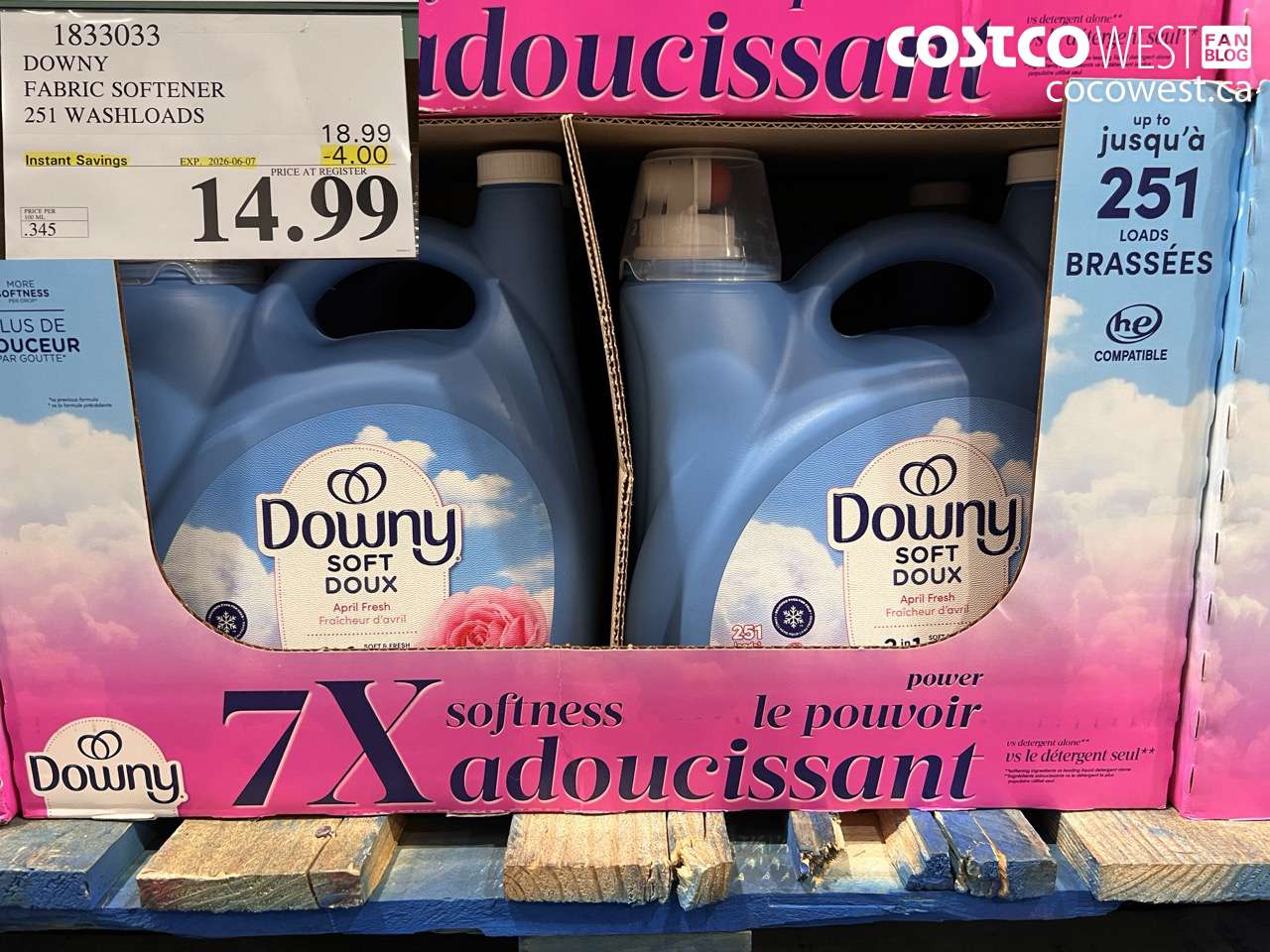 1833033 DOWNY FABRIC SOFTENER 251 WASHLOADS ($4.00 INSTANT SAVINGS EXPIRES ON 2026-06-07) $14.99