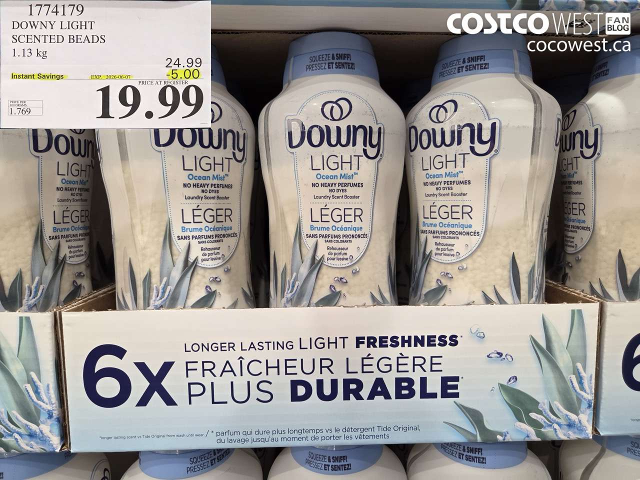 1774179 DOWNY LIGHT SCENTED BEADS 1.13 KG ($5.00 INSTANT SAVINGS EXPIRES ON 2026-06-07) $19.99