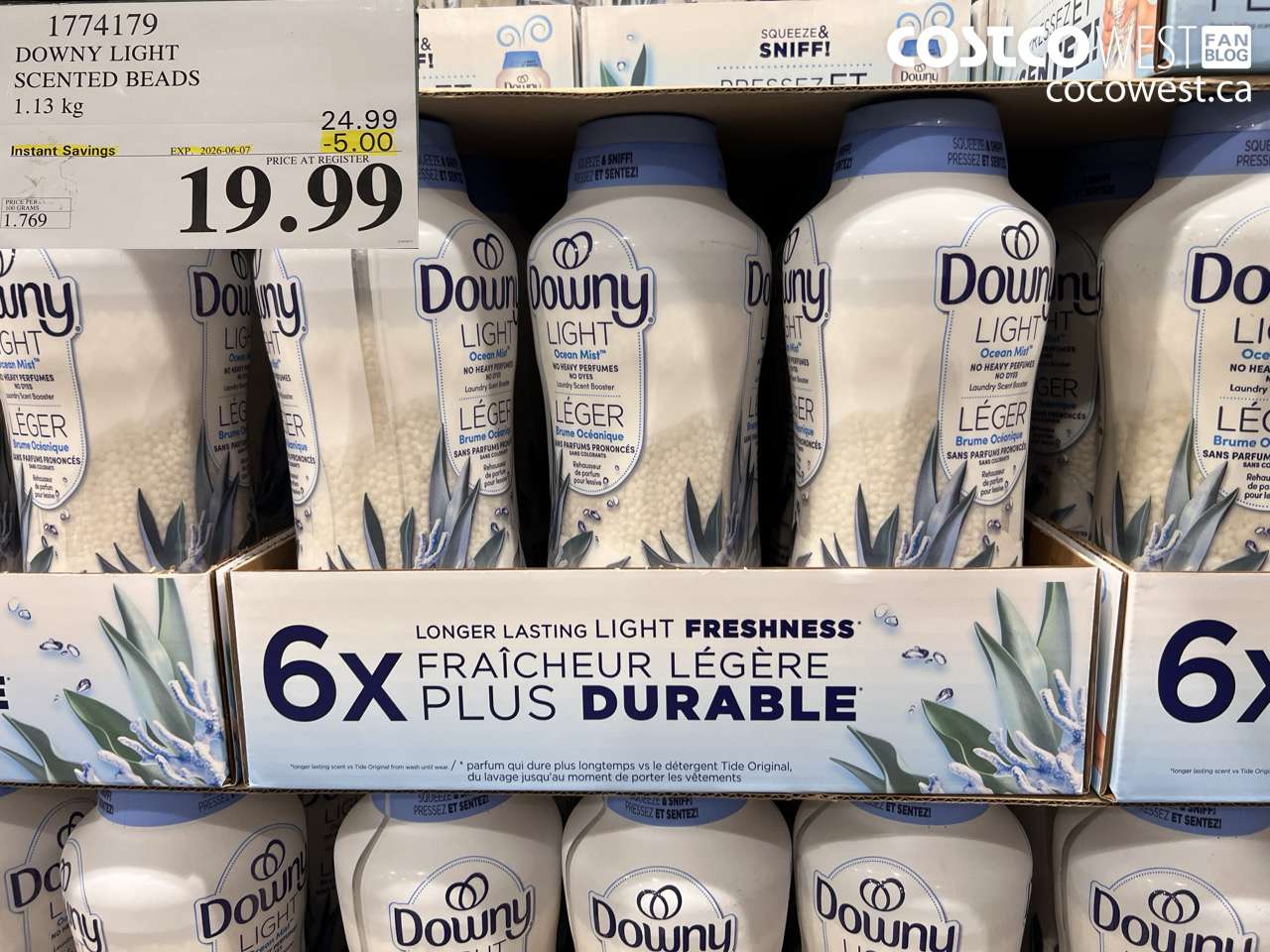 1774179 DOWNY LIGHT SCENTED BEADS 1.13 KG ($5.00 INSTANT SAVINGS EXPIRES ON 2026-06-07) $19.99
