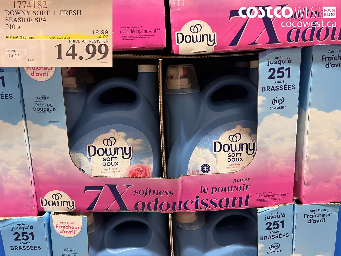 1774182 DOWNY SOFT + FRESH SEASIDE SPA 910 G ($4.00 INSTANT SAVINGS EXPIRES ON 2026-06-28) $14.99