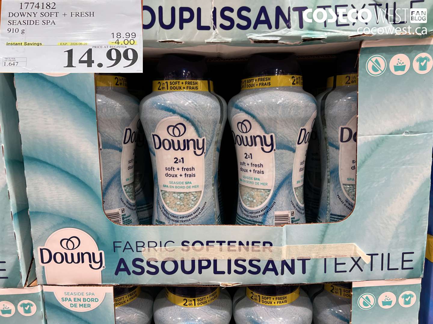 1774182 DOWNY SOFT + FRESH SEASIDE SPA 910 G ($4.00 INSTANT SAVINGS EXPIRES ON 2026-06-28) $14.99