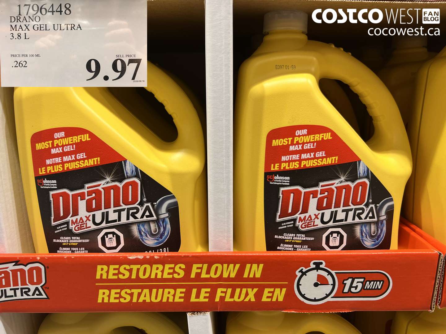 1796448 DRANO MAX GEL ULTRA 3.8 L $9.97