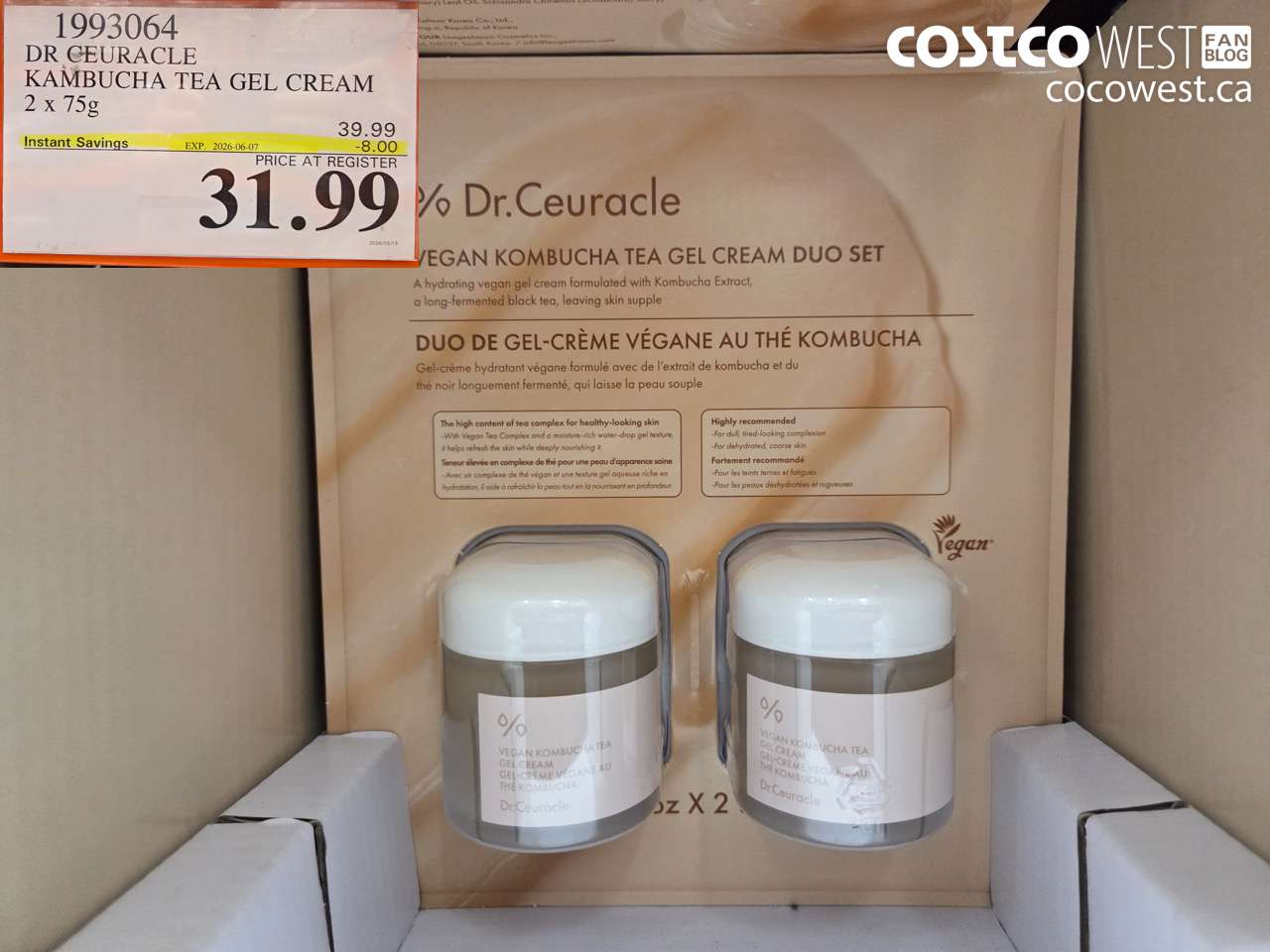 1993064 DR CEURACLE KAMBUCHA TEA GEL CREAM 2 X 75G ($8.00 INSTANT SAVINGS EXPIRES ON 2026-06-07) $31.99