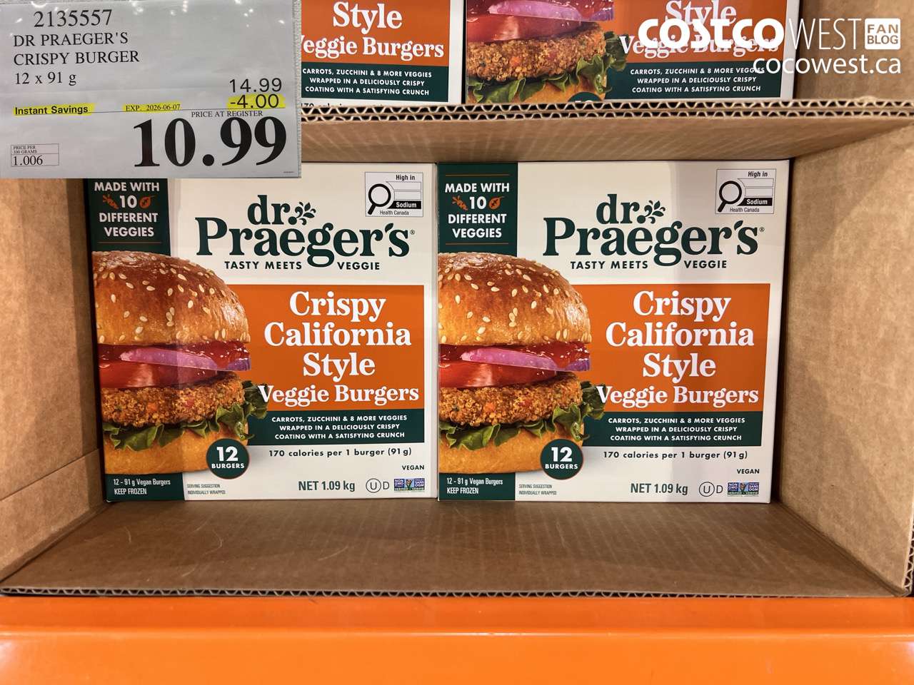 2135557 DR PRAEGER'S CRISPY BURGER 12 X 91 G ($4.00 INSTANT SAVINGS EXPIRES ON 2026-06-07) $10.99