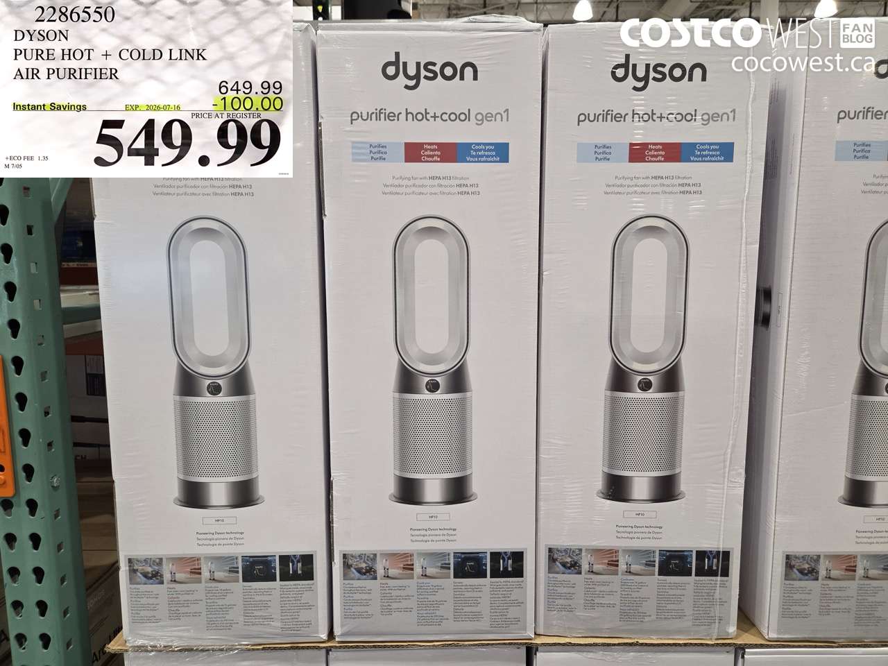 2286550 DYSON PURE HOT + COLD LINK AIR PURIFIER ($100.00 INSTANT SAVINGS EXPIRES ON 2026-07-16) $549.99