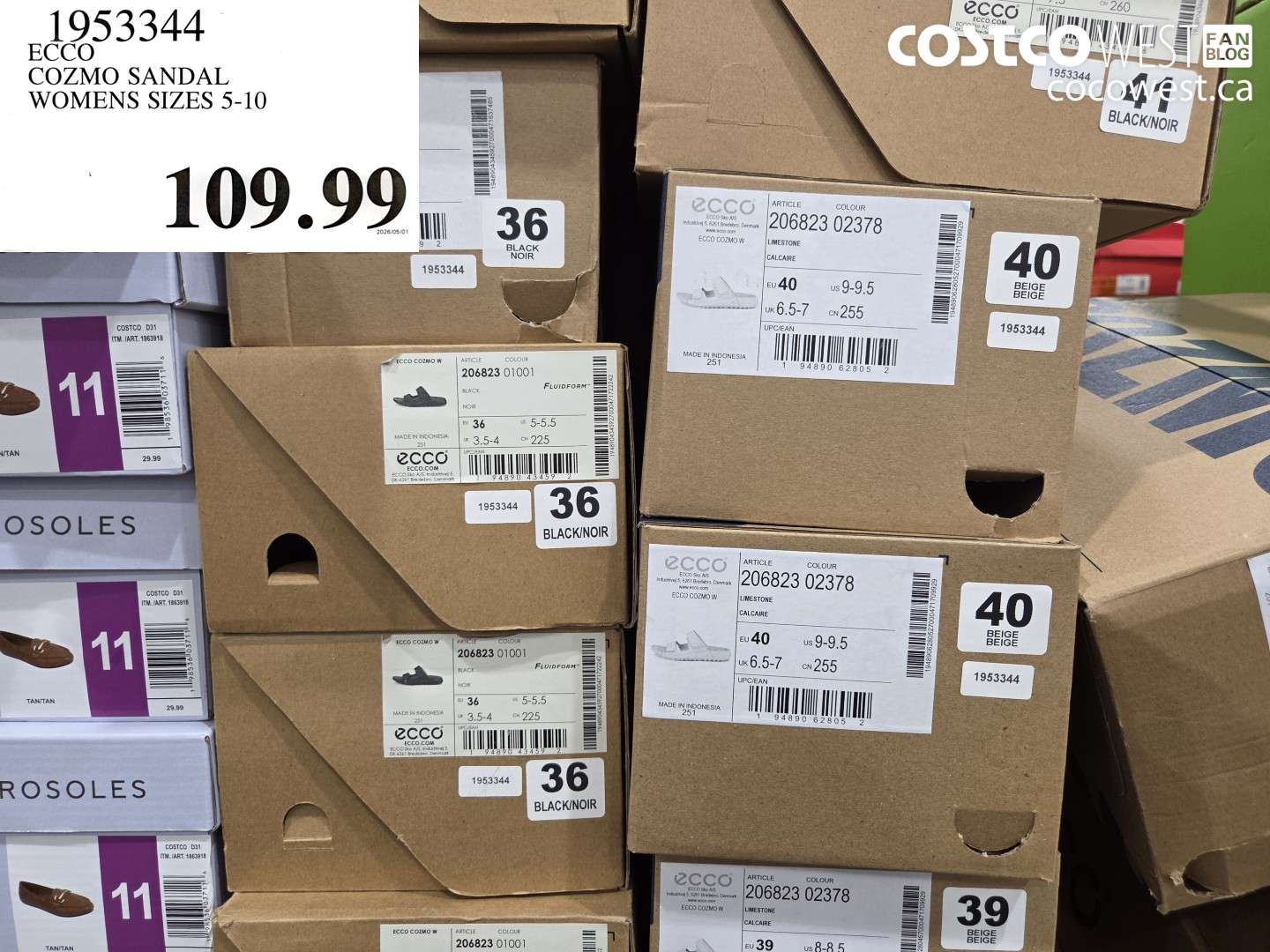 1953344 ECCO COZMO SANDAL WOMENS SIZES 5-10 $109.99