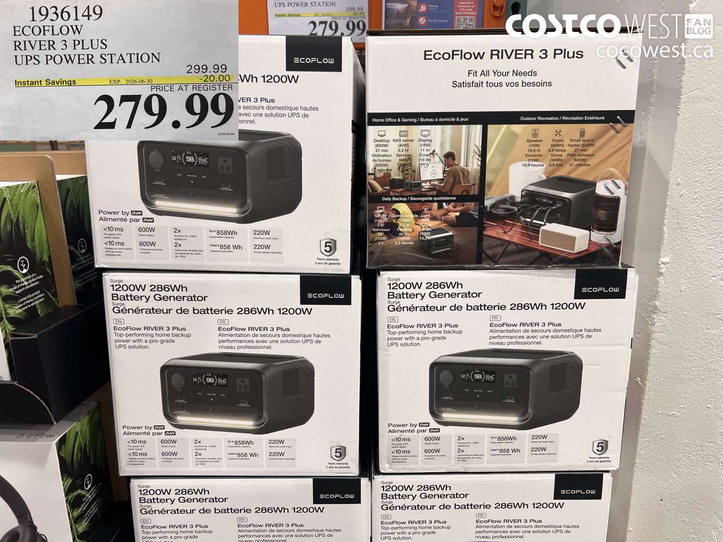 1936149 ECOFLOW RIVER 3 PLUS UPS POWER STATION ($20.00 INSTANT SAVINGS EXPIRES ON 2026-06-30) $279.99