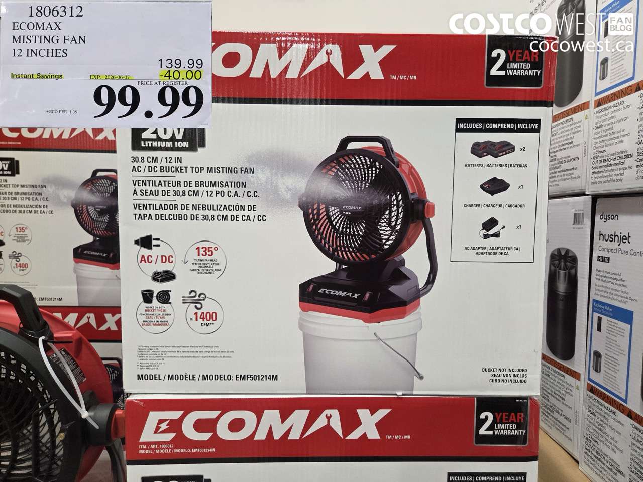 1806312 ECOMAX MISTING FAN 12 INCHES ($40.00 INSTANT SAVINGS EXPIRES ON 2026-06-07) $99.99
