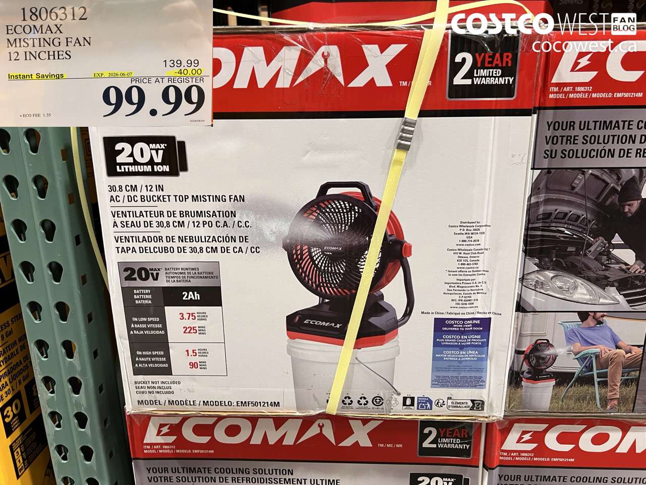 1806312 ECOMAX MISTING FAN 12 INCHES ($40.00 INSTANT SAVINGS EXPIRES ON 2026-06-07) $99.99