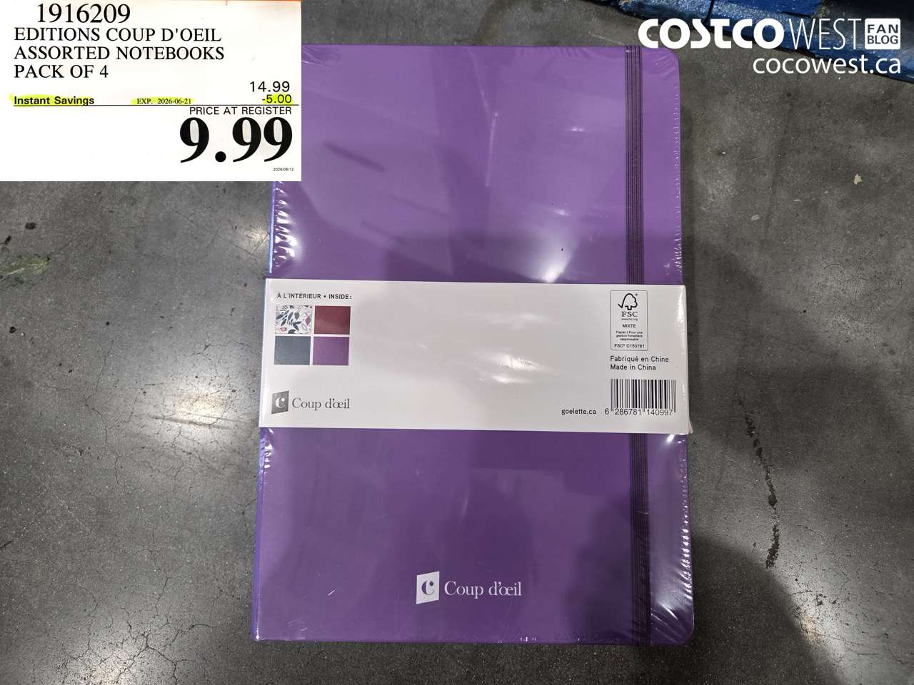 1916209 EDITIONS COUP D'OEIL ASSORTED NOTEBOOKS PACK OF 4 ($5.00 INSTANT SAVINGS EXPIRES ON 2026-06-21) $9.99