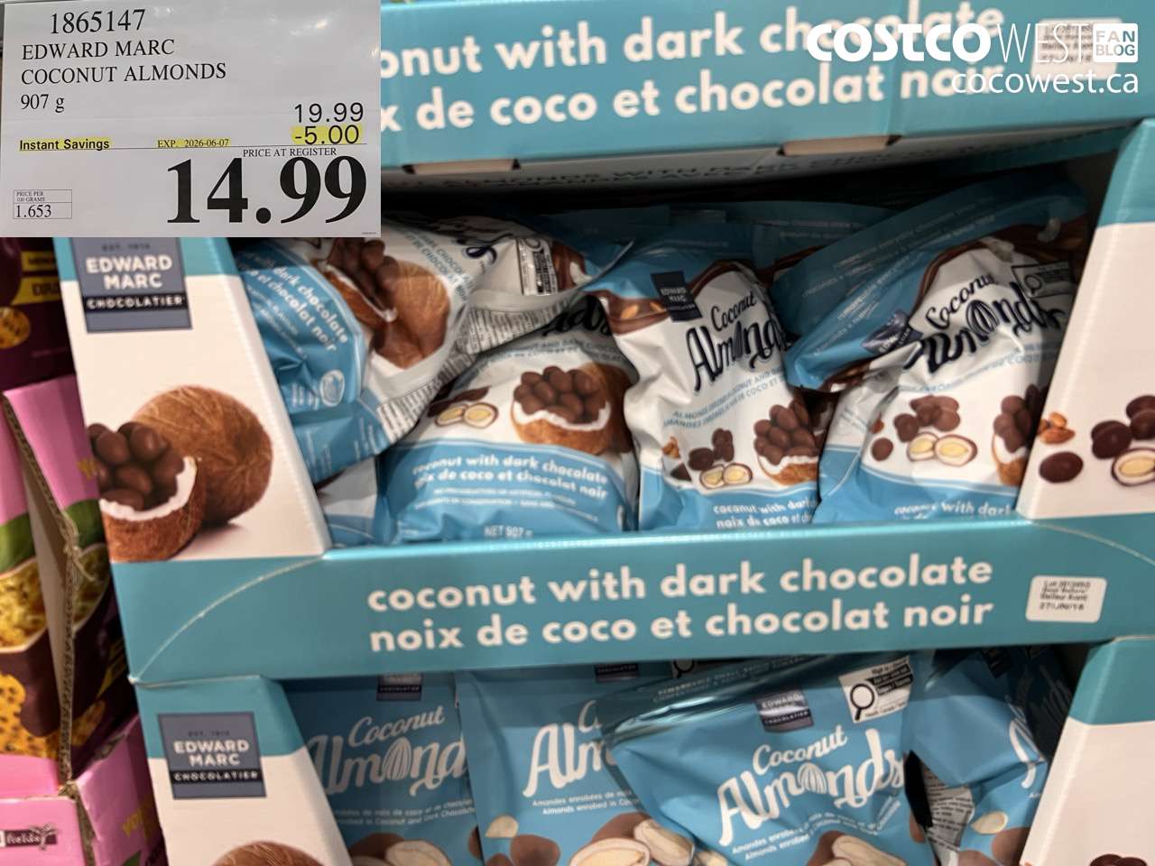 1865147 EDWARD MARC COCONUT ALMONDS 907 G ($5.00 INSTANT SAVINGS EXPIRES ON 2026-06-07) $14.99
