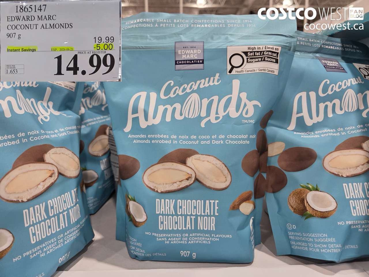 1865147 EDWARD MARC COCONUT ALMONDS 907 G ($5.00 INSTANT SAVINGS EXPIRES ON 2026-06-21) $14.99
