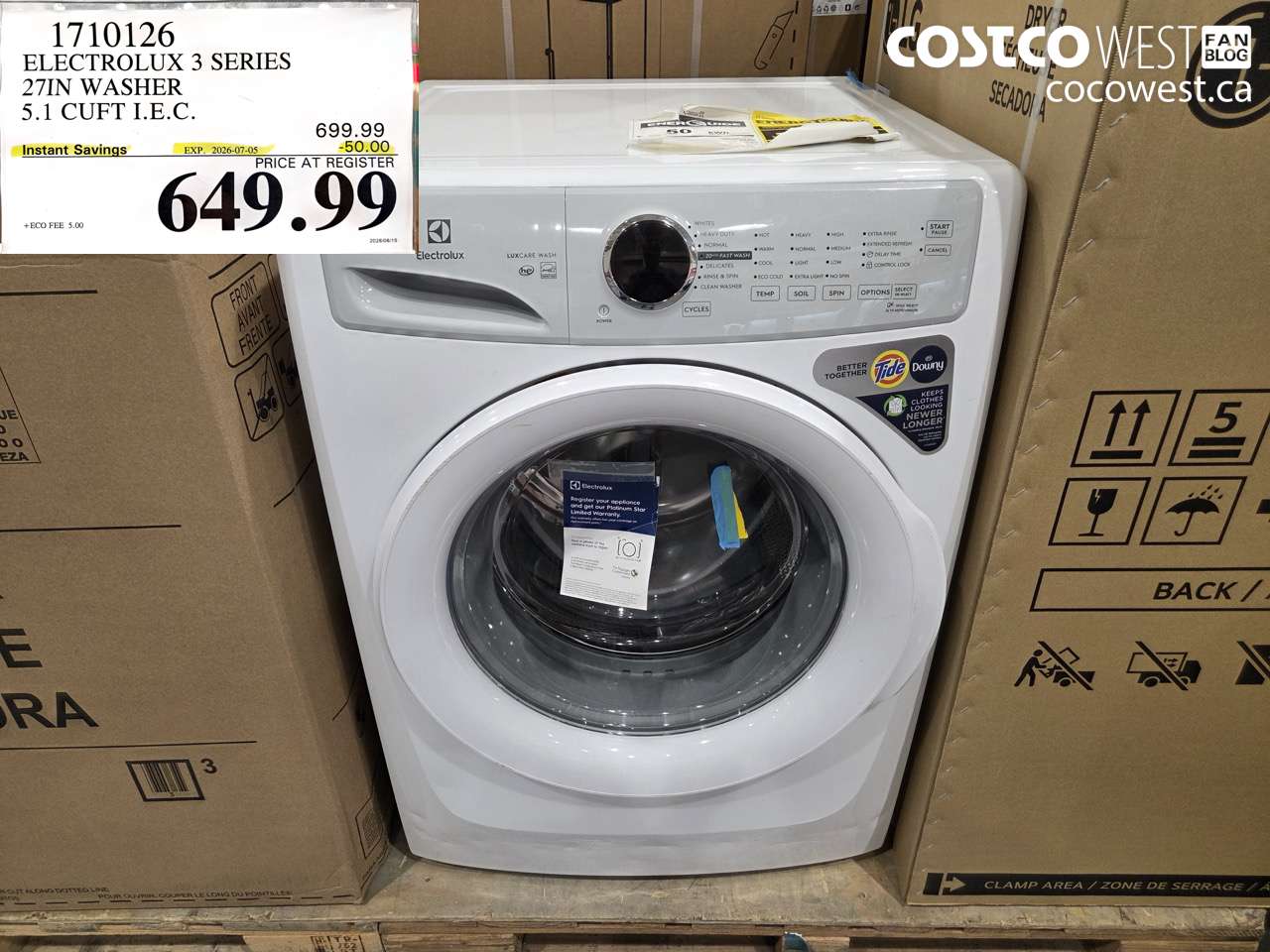 1710126 ELECTROLUX 3 SERIES 27IN WASHER 5.1 CUFT I.E.C. ($50.00 INSTANT SAVINGS EXPIRES ON 2026-07-05) $649.99
