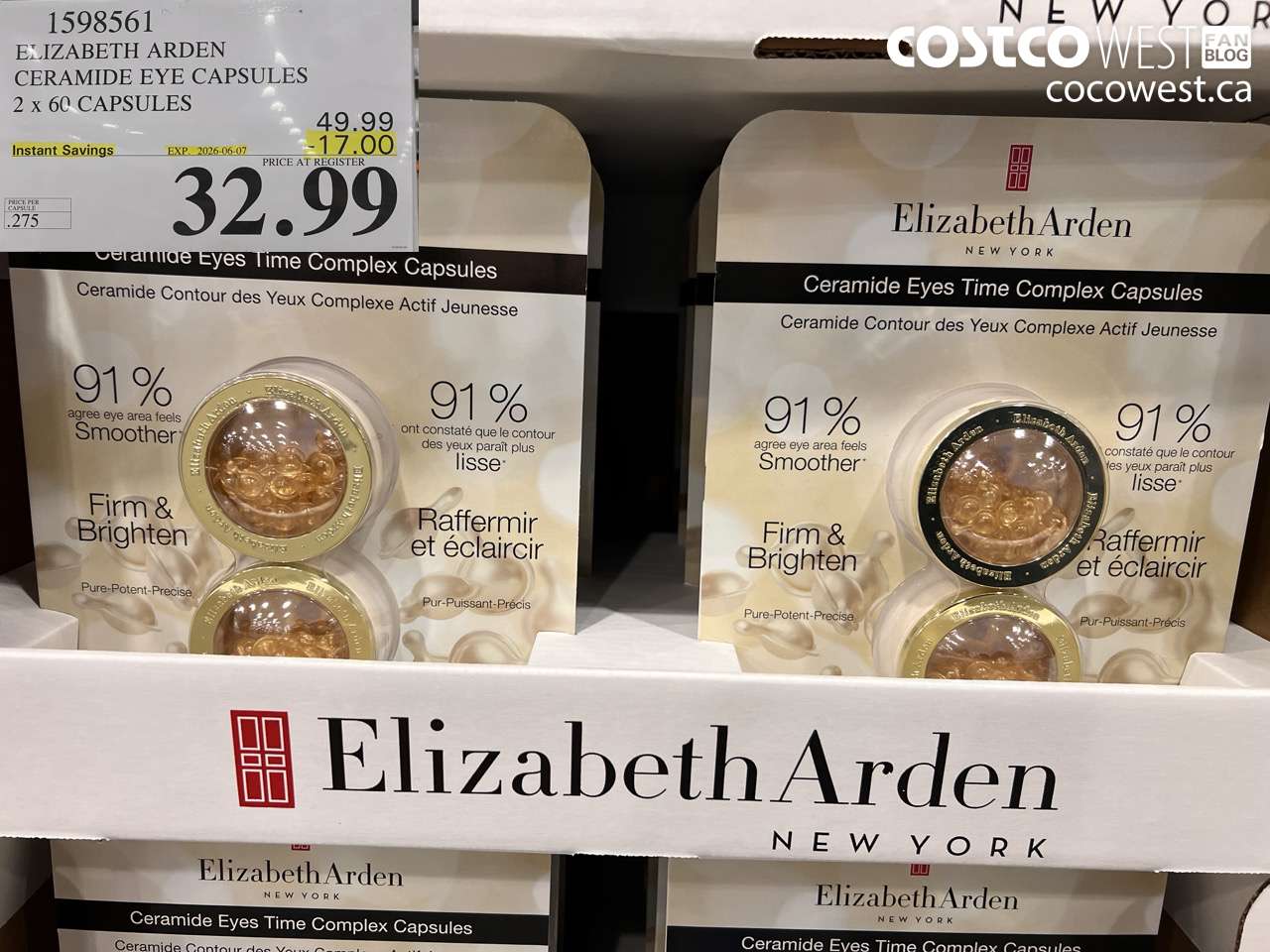 1598561 ELIZABETH ARDEN CERAMIDE EYE CAPSULES 2 X 60 CAPSULES ($17.00 INSTANT SAVINGS EXPIRES ON 2026-06-07) $32.99