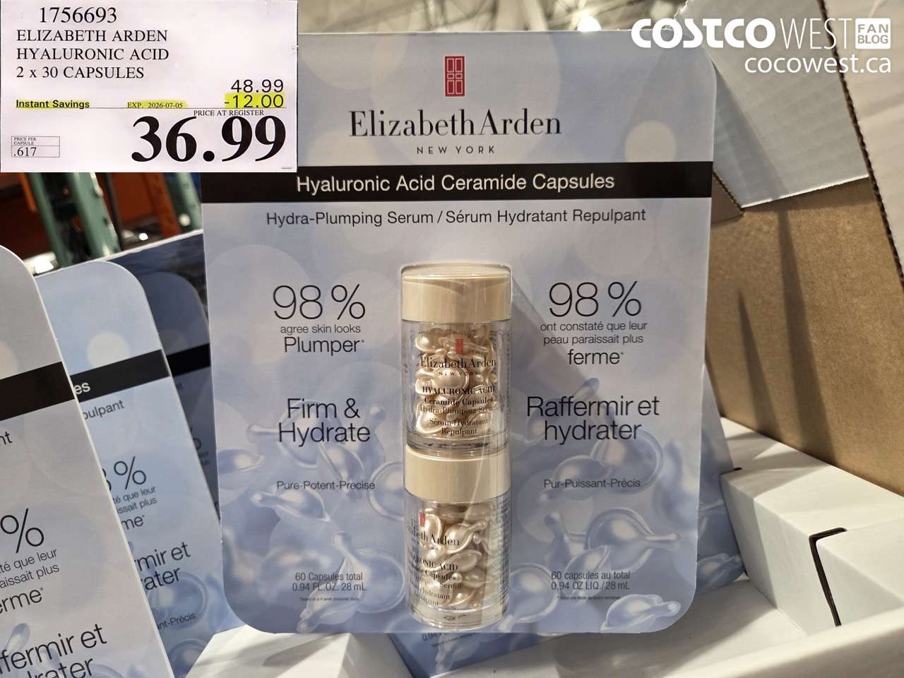 1756693 ELIZABETH ARDEN HYALURONIC ACID 2 X 30 CAPSULES ($12.00 INSTANT SAVINGS EXPIRES ON 2026-07-05) $36.99