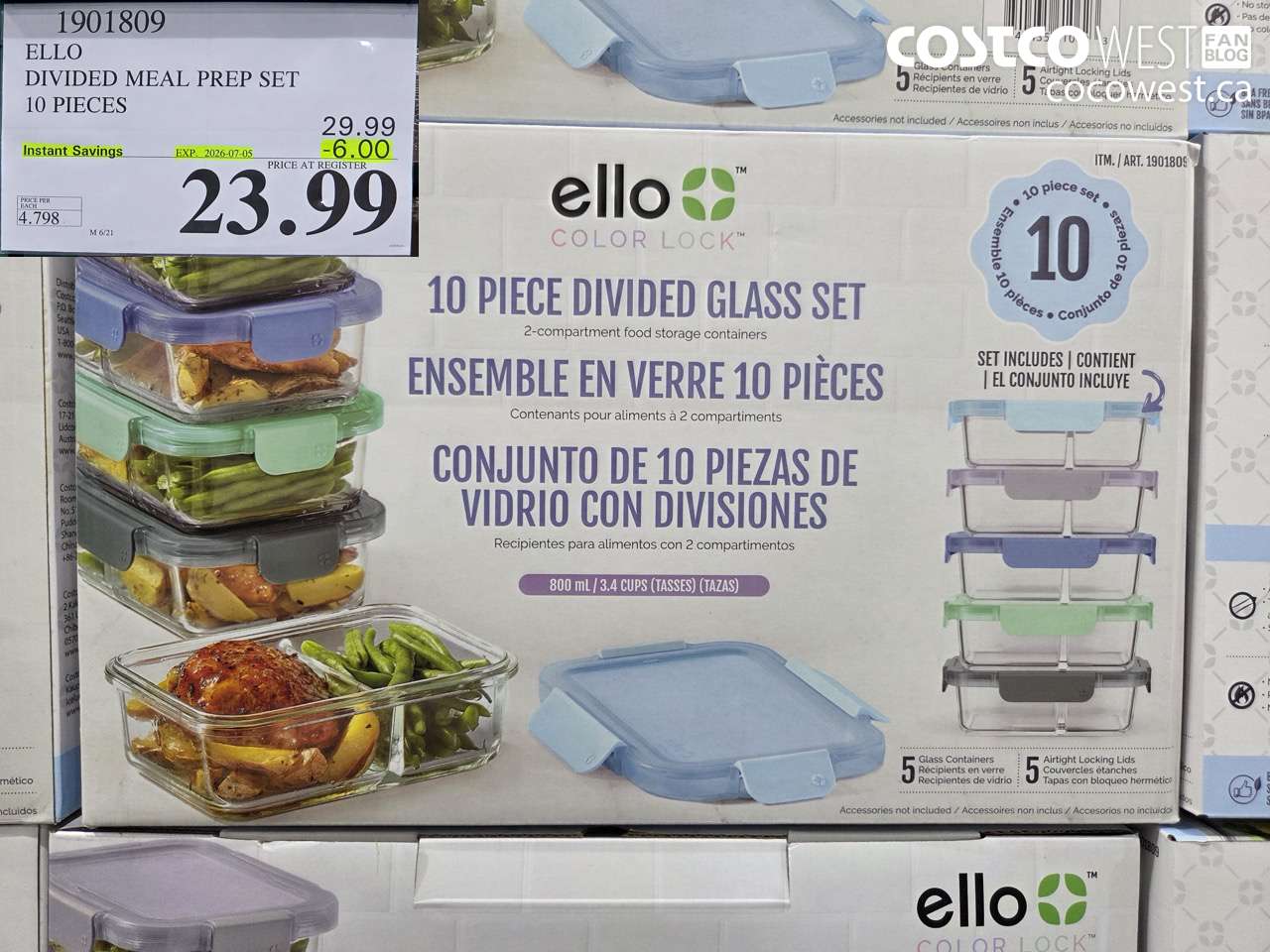 1901809 ELLO DIVIDED MEAL PREP SET 10 PIECES ($6.00 INSTANT SAVINGS EXPIRES ON 2026-07-05) $23.99