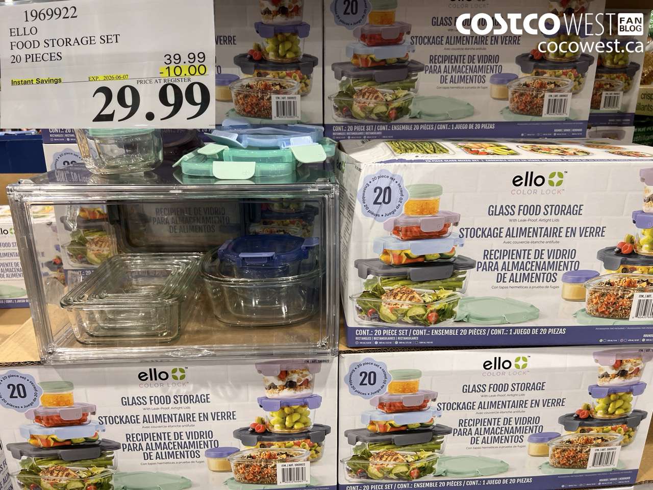 1969922 ELLO FOOD STORAGE SET 20 PIECES ($10.00 INSTANT SAVINGS EXPIRES ON 2026-06-07) $29.99