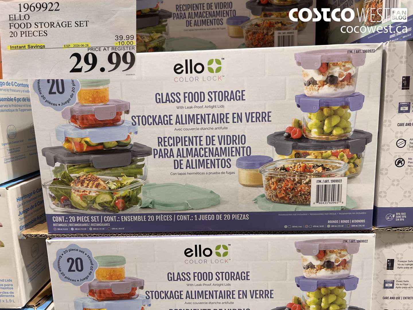 1969922 ELLO FOOD STORAGE SET 20 PIECES ($10.00 INSTANT SAVINGS EXPIRES ON 2026-06-28) $29.99