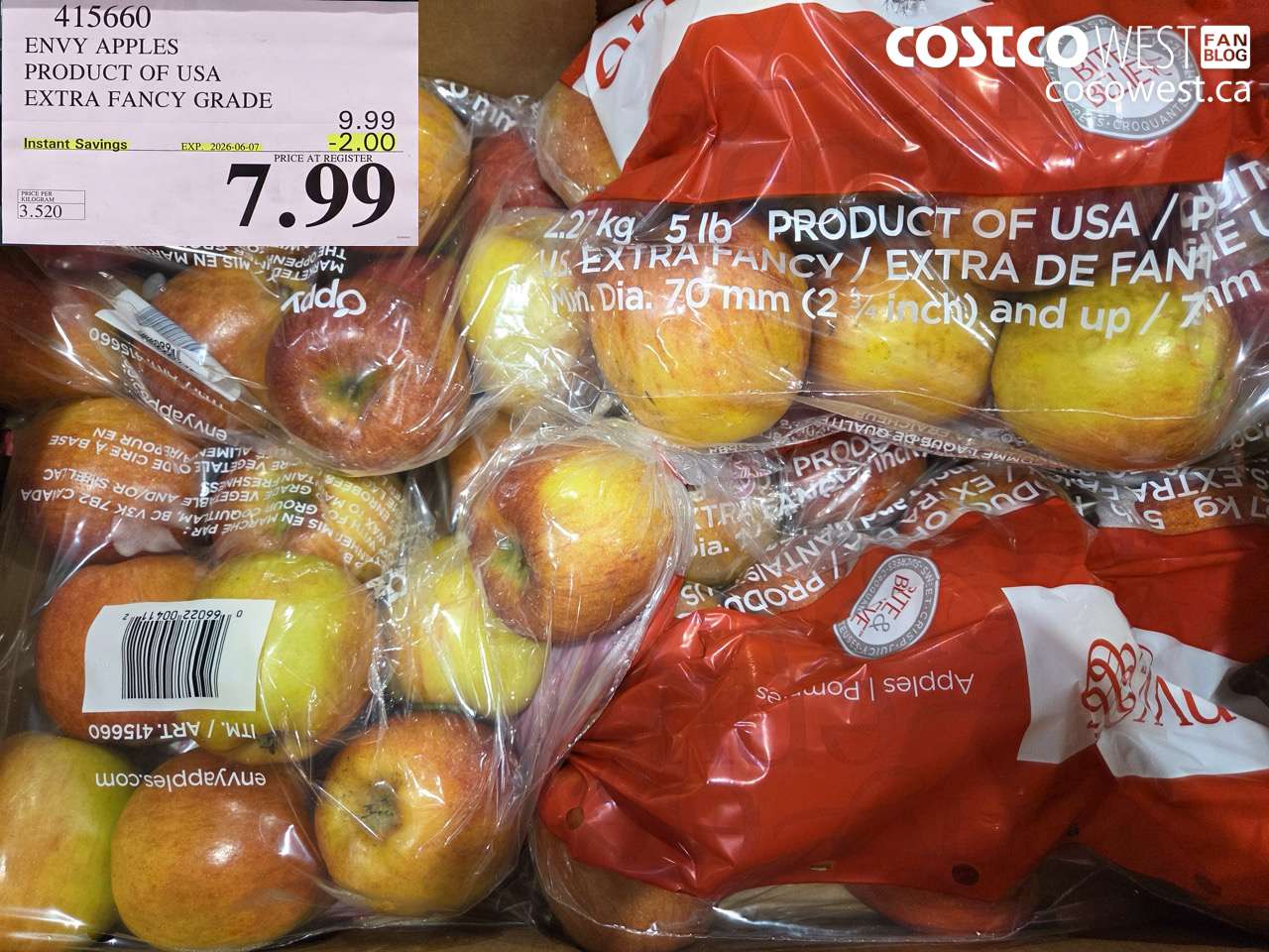 415660 ENVY APPLES PRODUCT OF USA EXTRA FANCY GRADE ($2.00 INSTANT SAVINGS EXPIRES ON 2026-06-07) $7.99